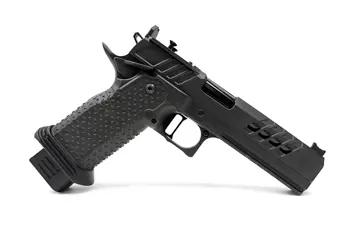 Atlas Artemis V2, 9x19mm, 4.6" Sightblock Barrel, DLC Finish, Medium Flat Black Trigger, Tactical Magwell, RMR/SRO Plate, 1 126mm 17 Rd Magazine. 2 140mm 20 Rd Magazines, Soft Case